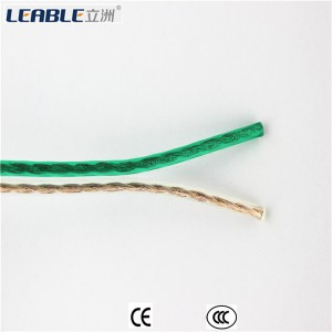 transparent green with transparent speaker cable